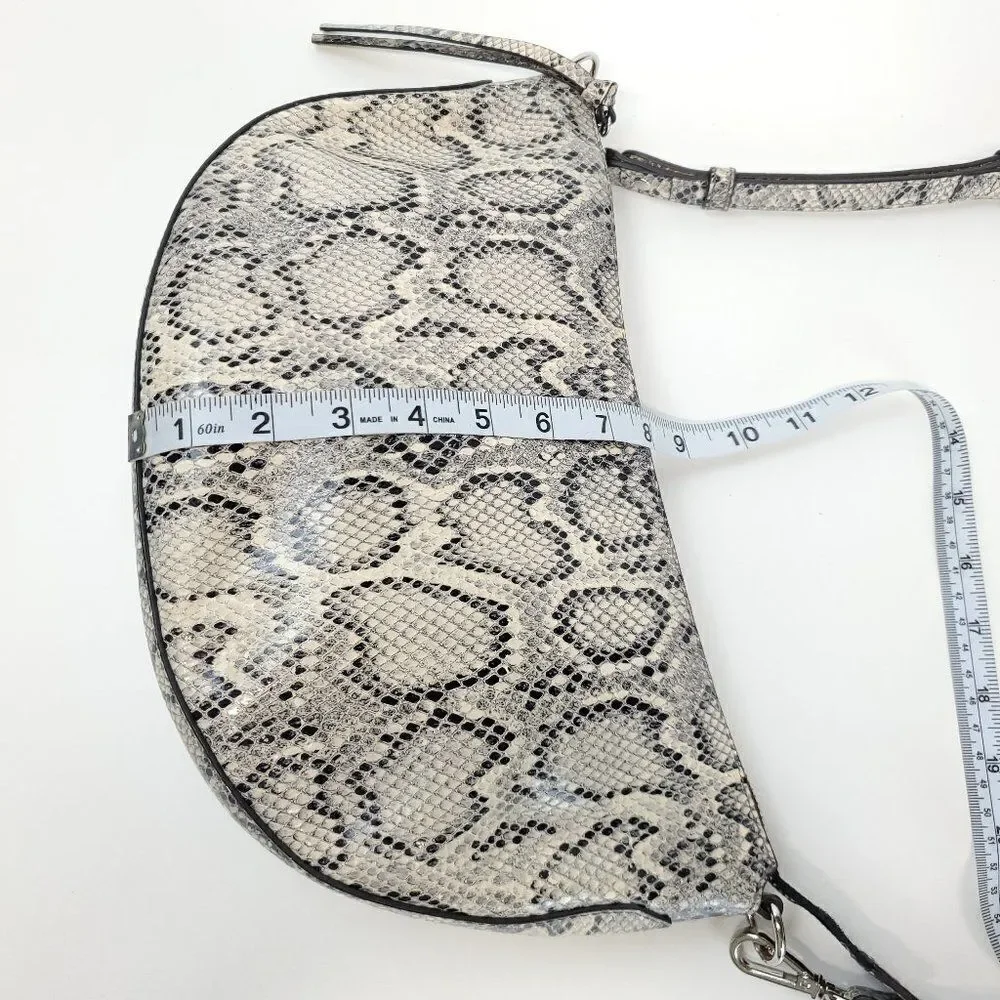 J.jill Leather Crossbody Crescent Bag In Grey, Snake